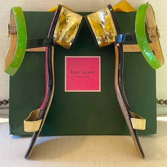 Vintage, Kate Spade Sandals, Gold Heel - Picture 2 of 6